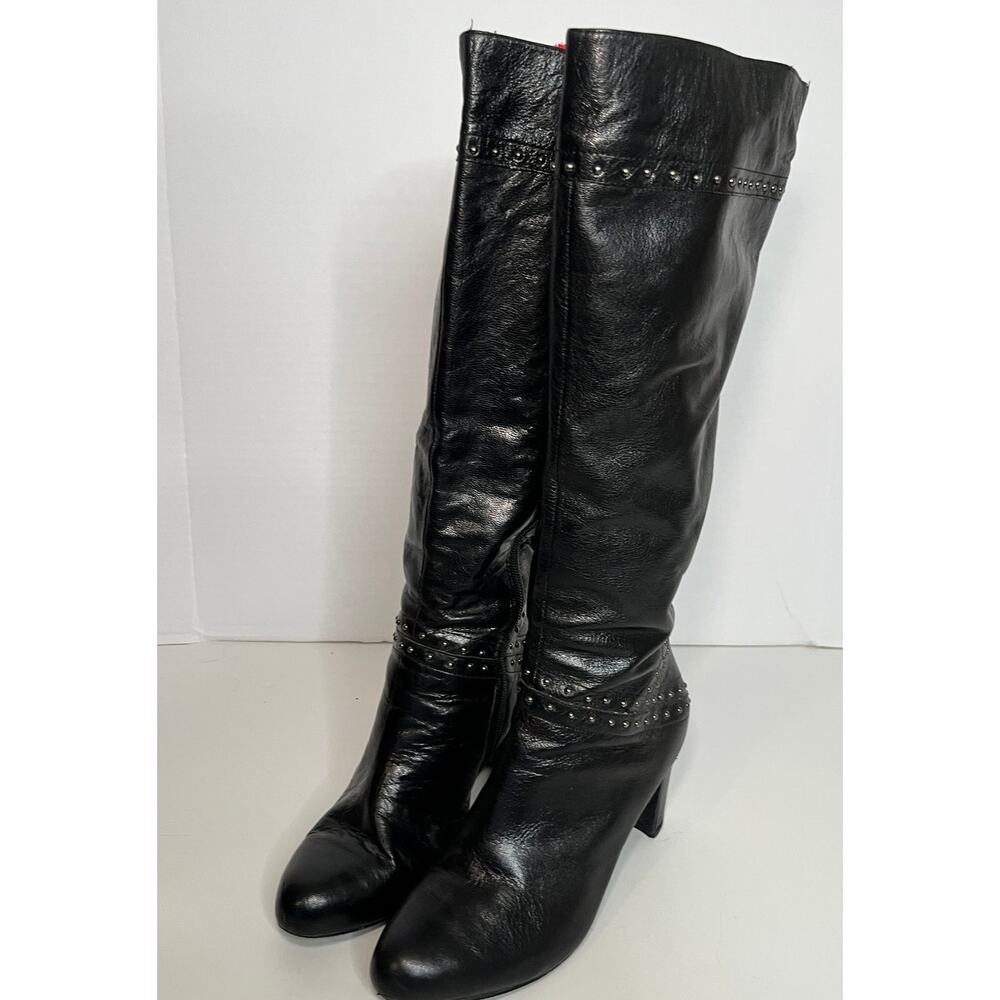 Johnston & Murphy Knee High Bethany Black Leather Boots, Size 8.5